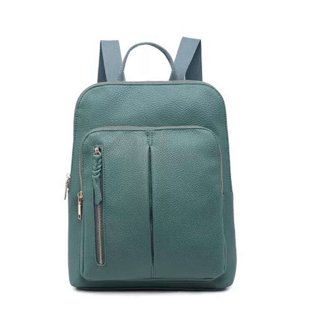Elegant Teal Leather Backpack; Moda Luxe Lily Backpack